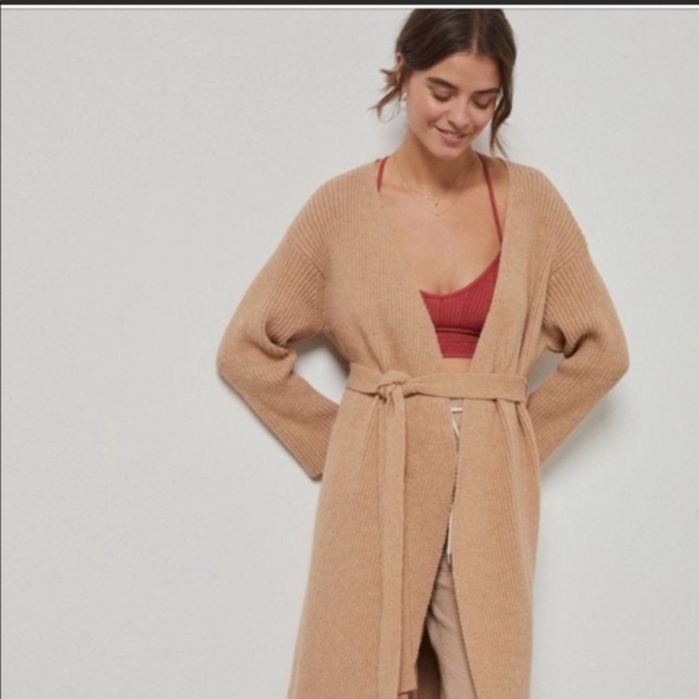 Anthropologie Amadi Alma Beige Cozy Duster Cardigan Size Medium New - Picture 3 of 14